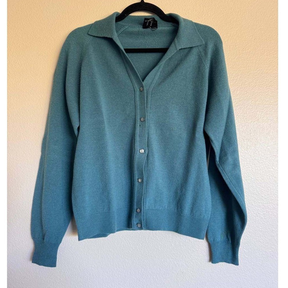 Balallan NZ Pure Wool Teal Cardigan L Vintage Preppy Dark Academia Coastal
